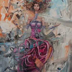 Femme à la robe rose